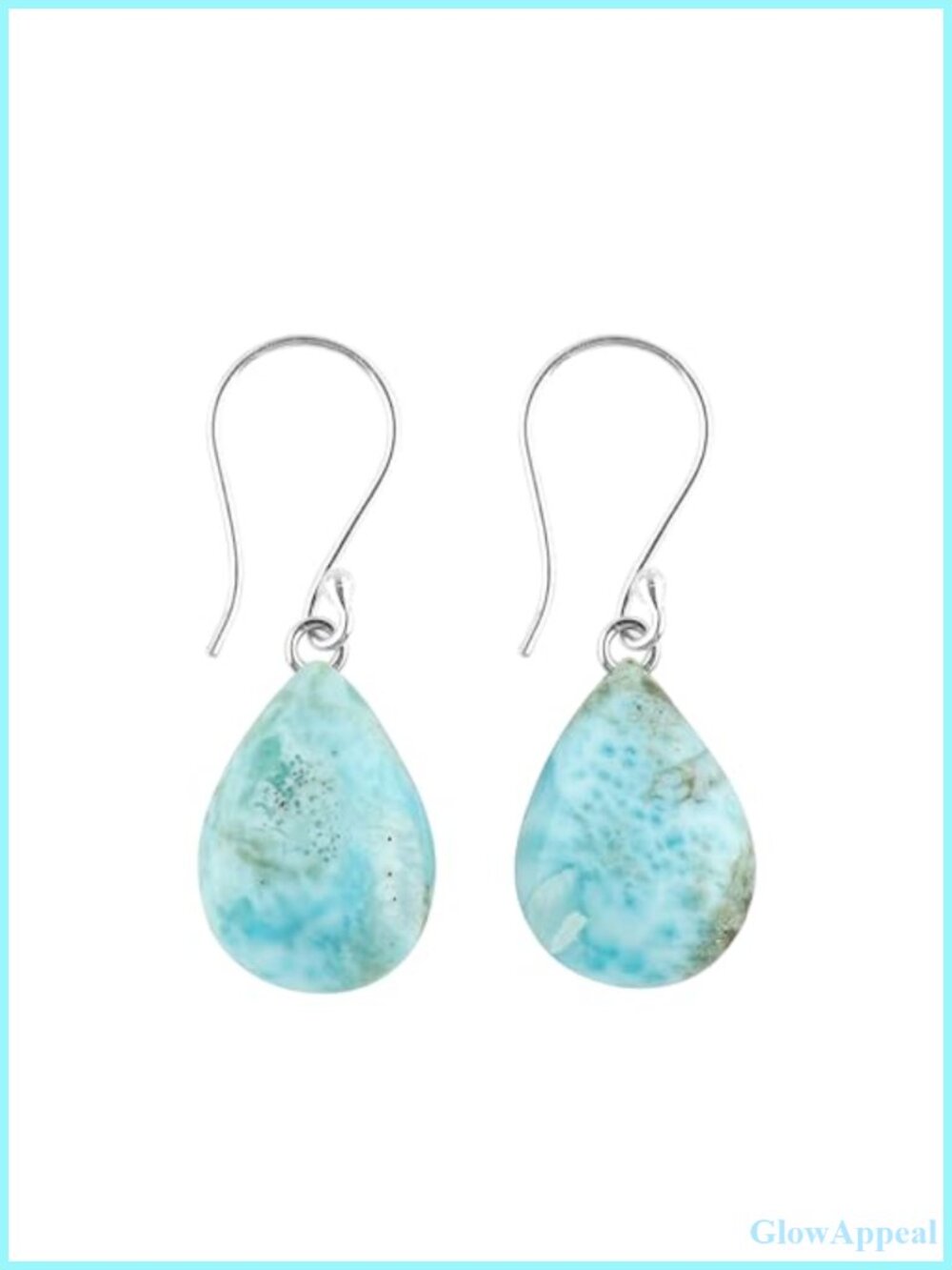 925 Sterling Silver Dangle Earrings Natural Larimar Gemstone Handmade